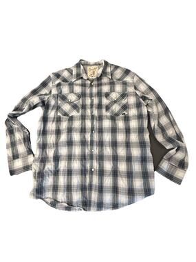 Coastal Men’s XXL Gray Plaid Pearl Snap Western Casual Shirt